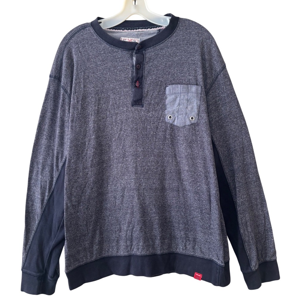 MBX Denim Wear Henley Shirt XL Long Sleeve Streetwear Minimalist Normcore Casual